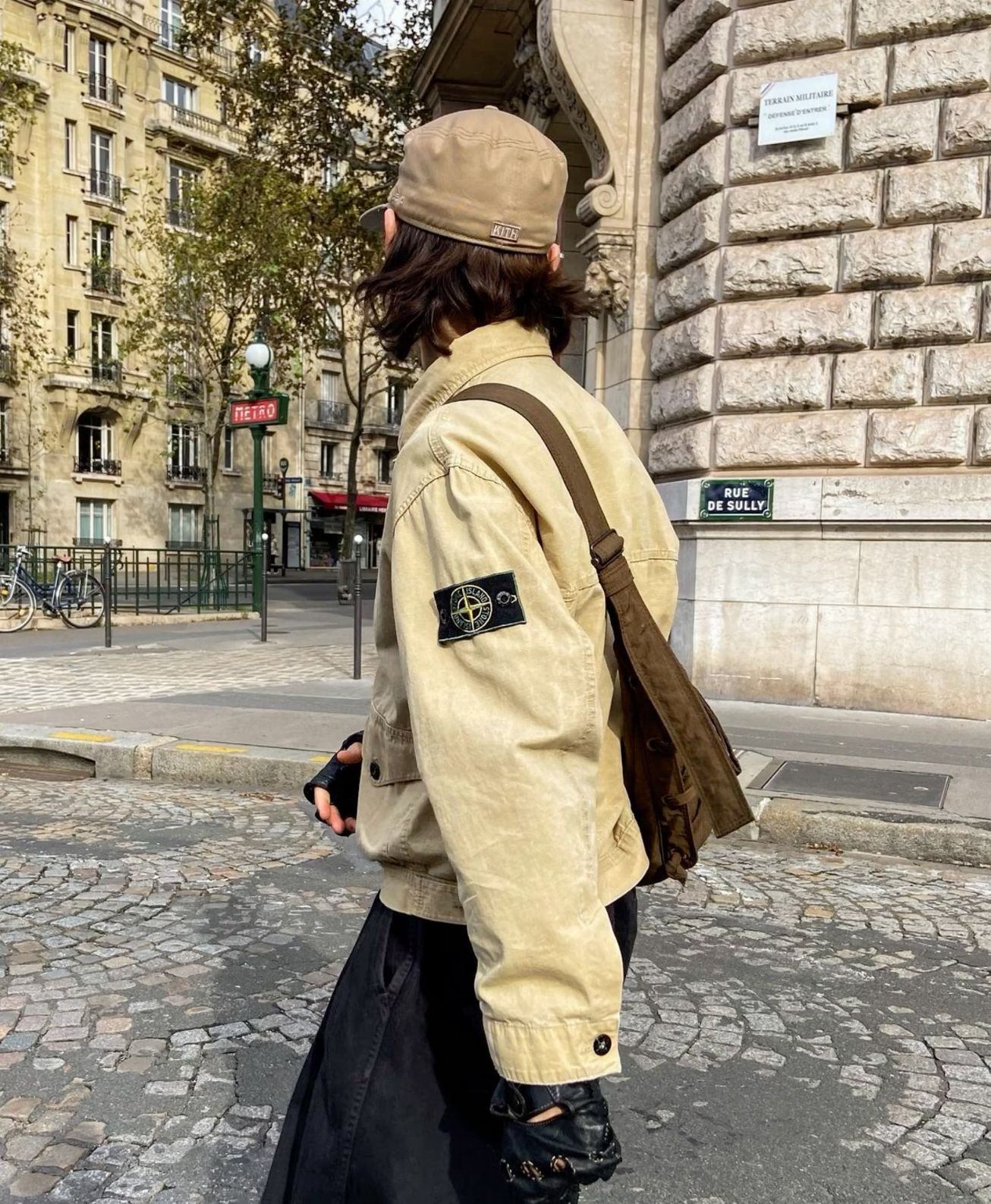 Stone Island jacket with the compass badge on the left sleeve, street style photo by @blondesboy via Pinterest