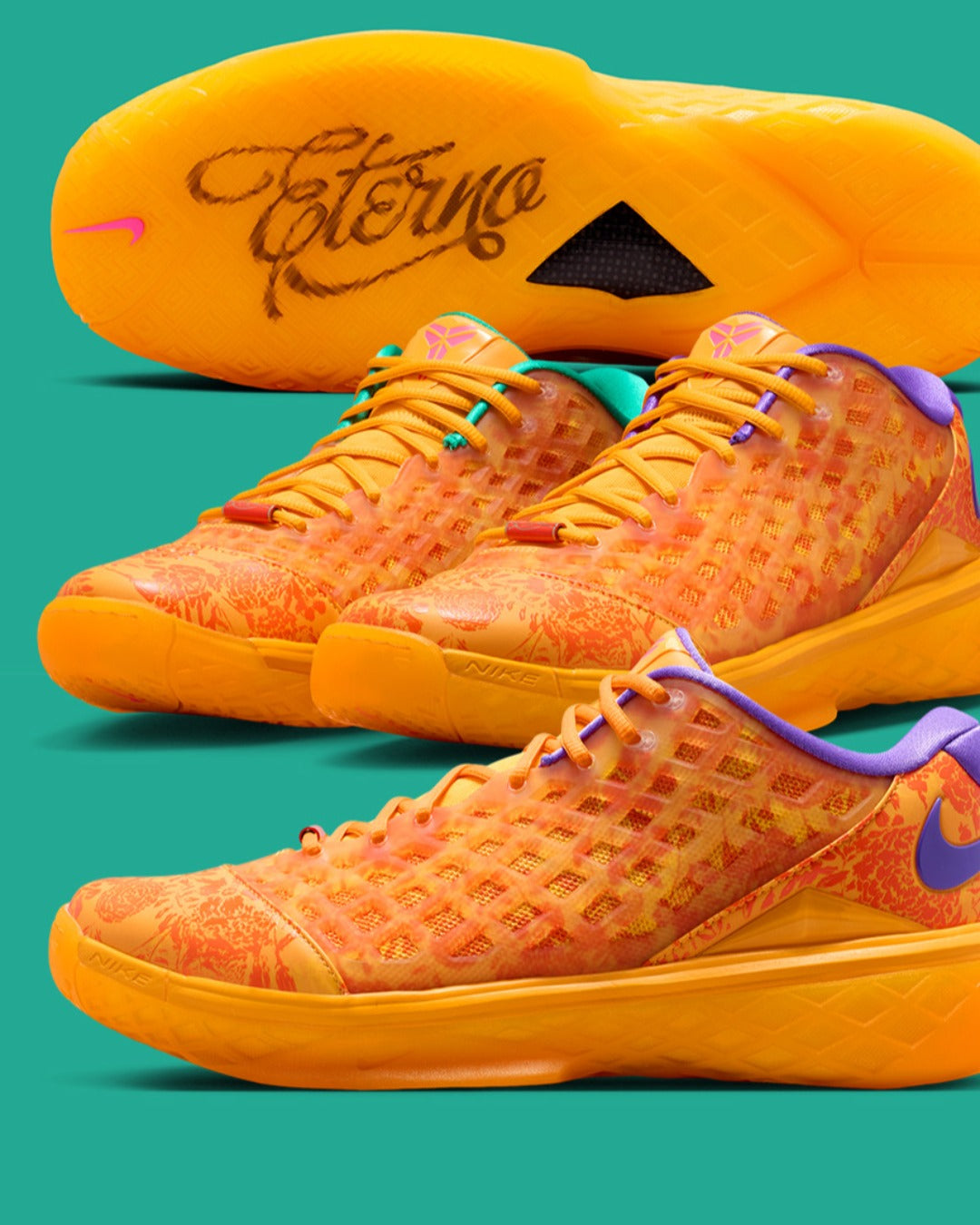 Nike Kobe 3 Low Protro 'Mamba Eterno' in orange with purple accents. Photo: @sneakernews