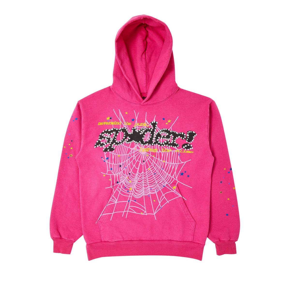 Sp5der Pink V2 Hoodie Pink front