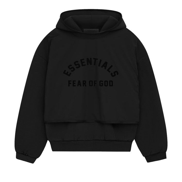 Fear of God Essentials Nylon Fleece Hooded Sweater Jet Black/Jet Black (SS24)