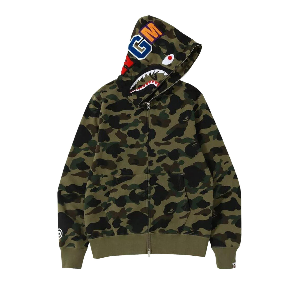 A Bathing Ape 1st Camo Shark Full Zip Hoodie Green front