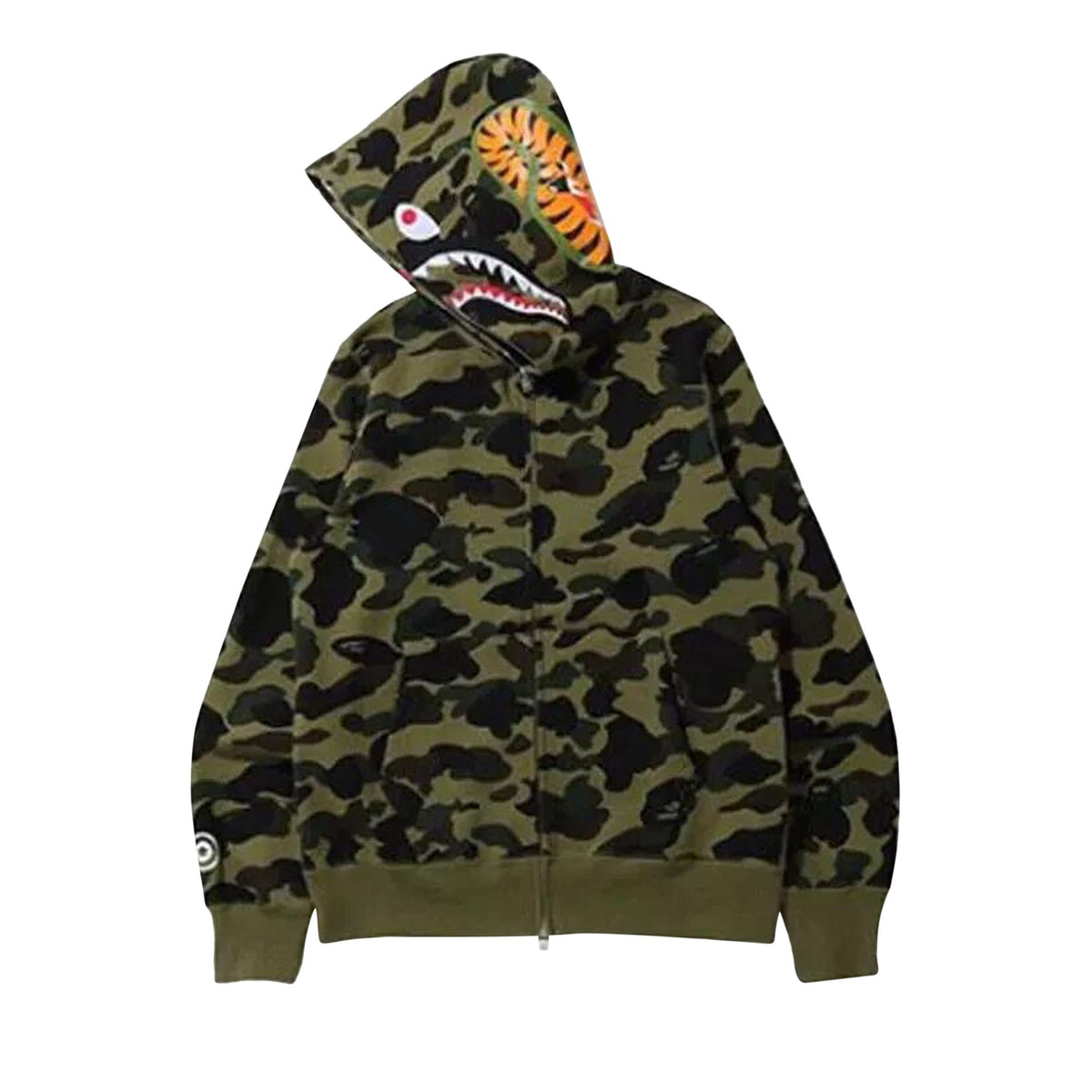A Bathing Ape 1st Camo Shark Full Zip Hoodie Green back