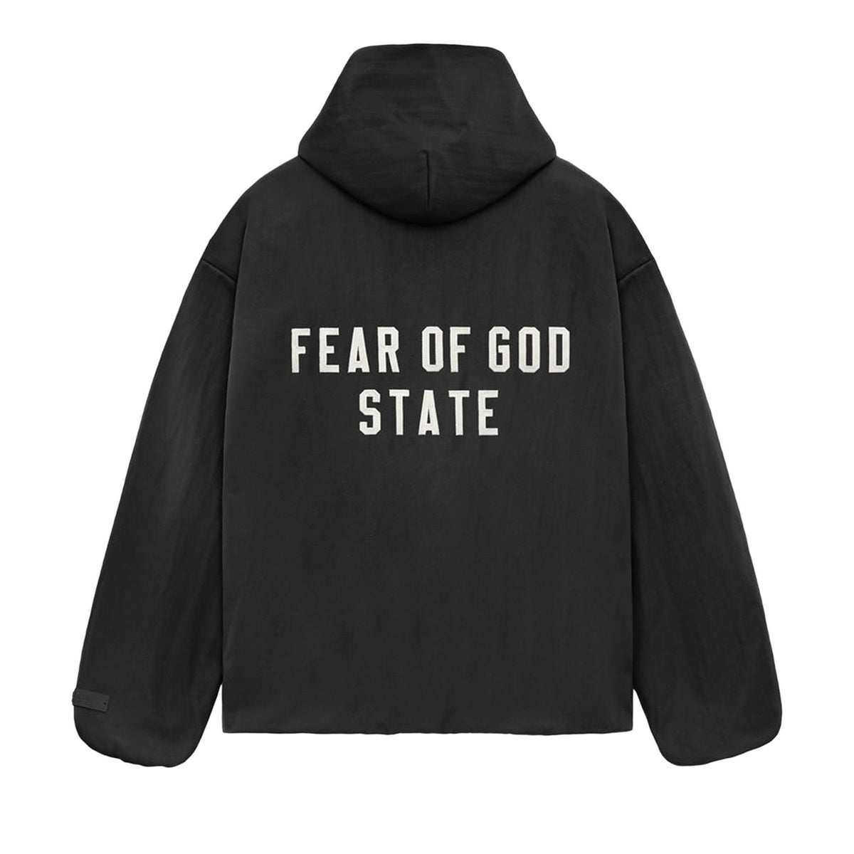 Fear of God Essentials Textured Nylon Hooded Coaches Jacket Black (FW24)