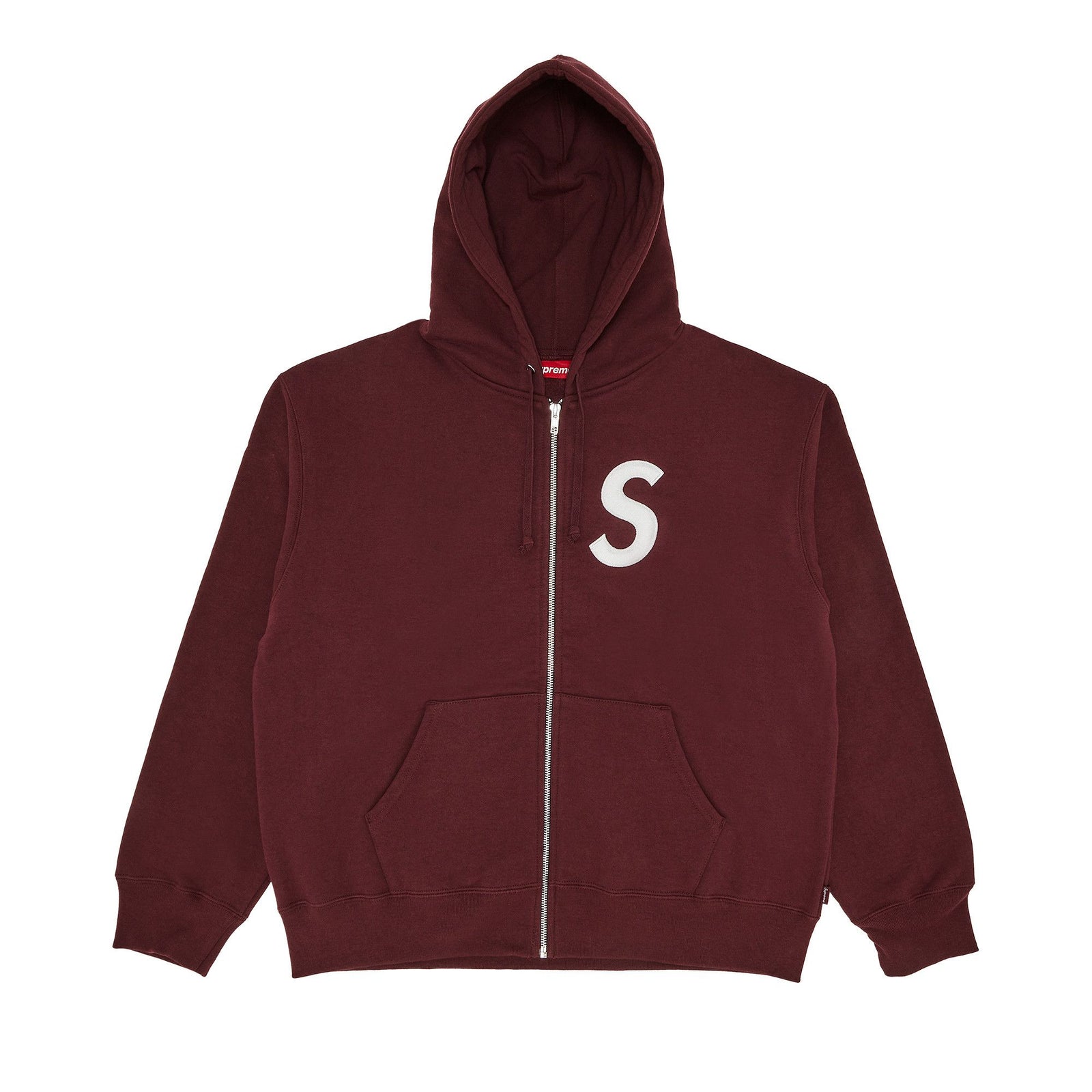 Supreme S Logo Zip Up Hooded Sweatshirt (FW24) Maroon - Im Your Wardrobe