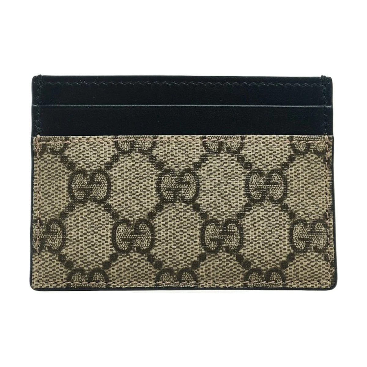 Gucci GG Supreme Card Case Beige/Black front