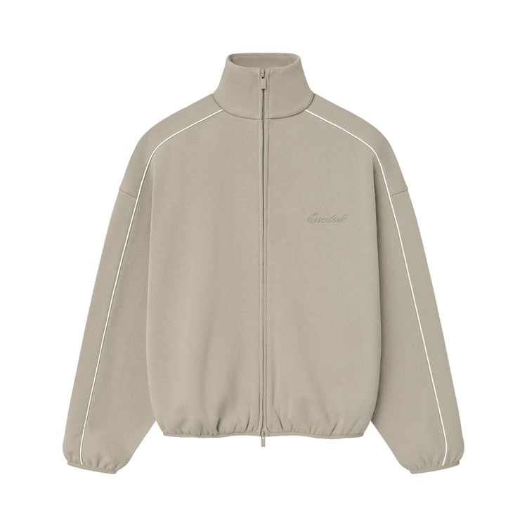 Fear of God Essentials Modern Fleece Track Jacket With Piping Timber/Cloud White (SS25)