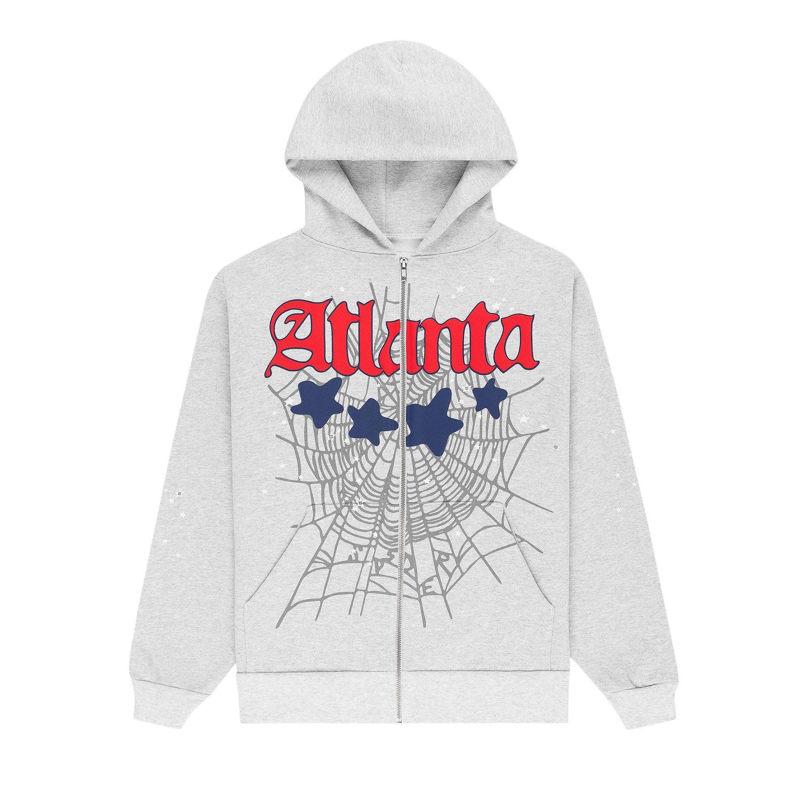 Sp5der Atlanta Full Zip Hoodie Heather Grey front