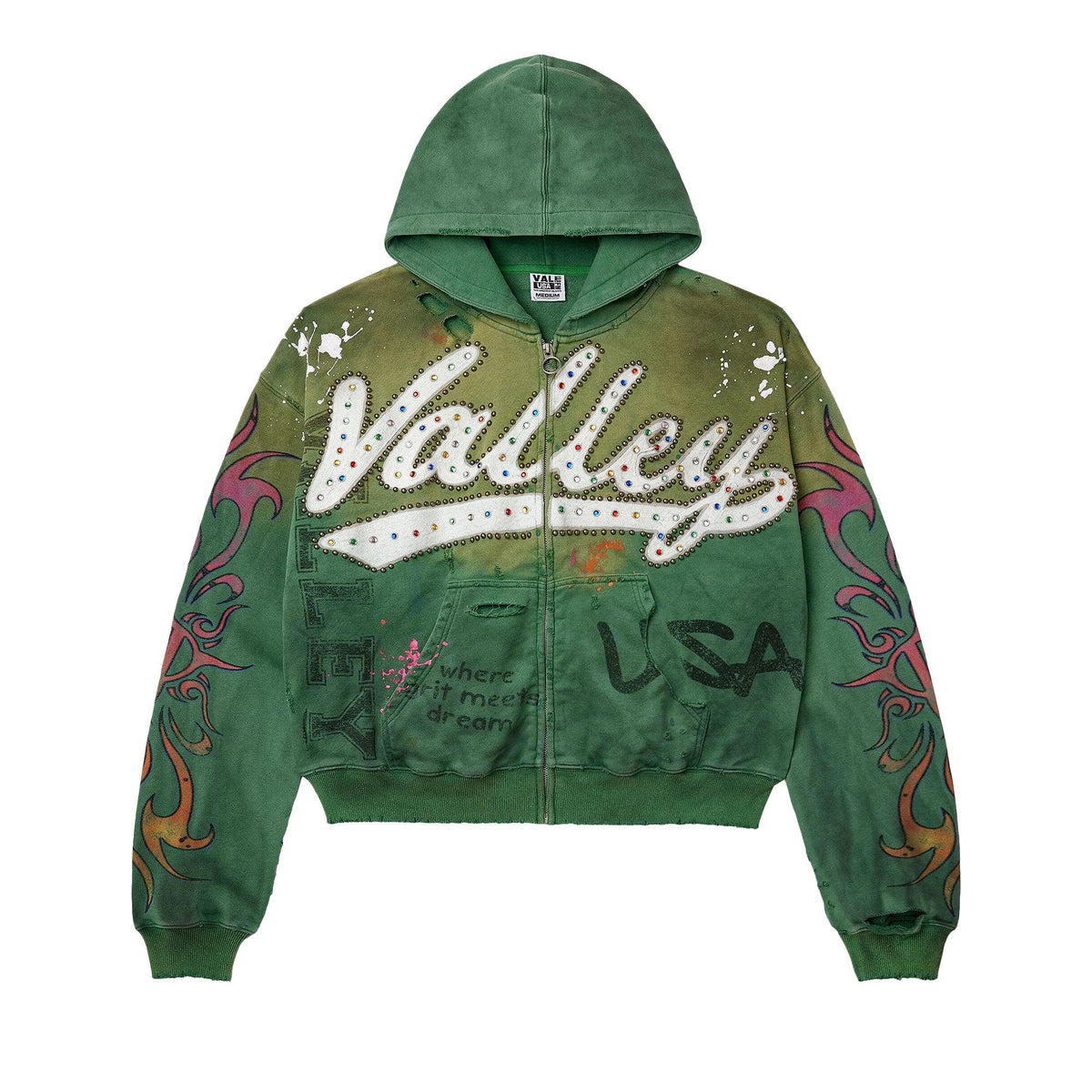 Vale Forever Inferno Zip Up Hoodie Green front