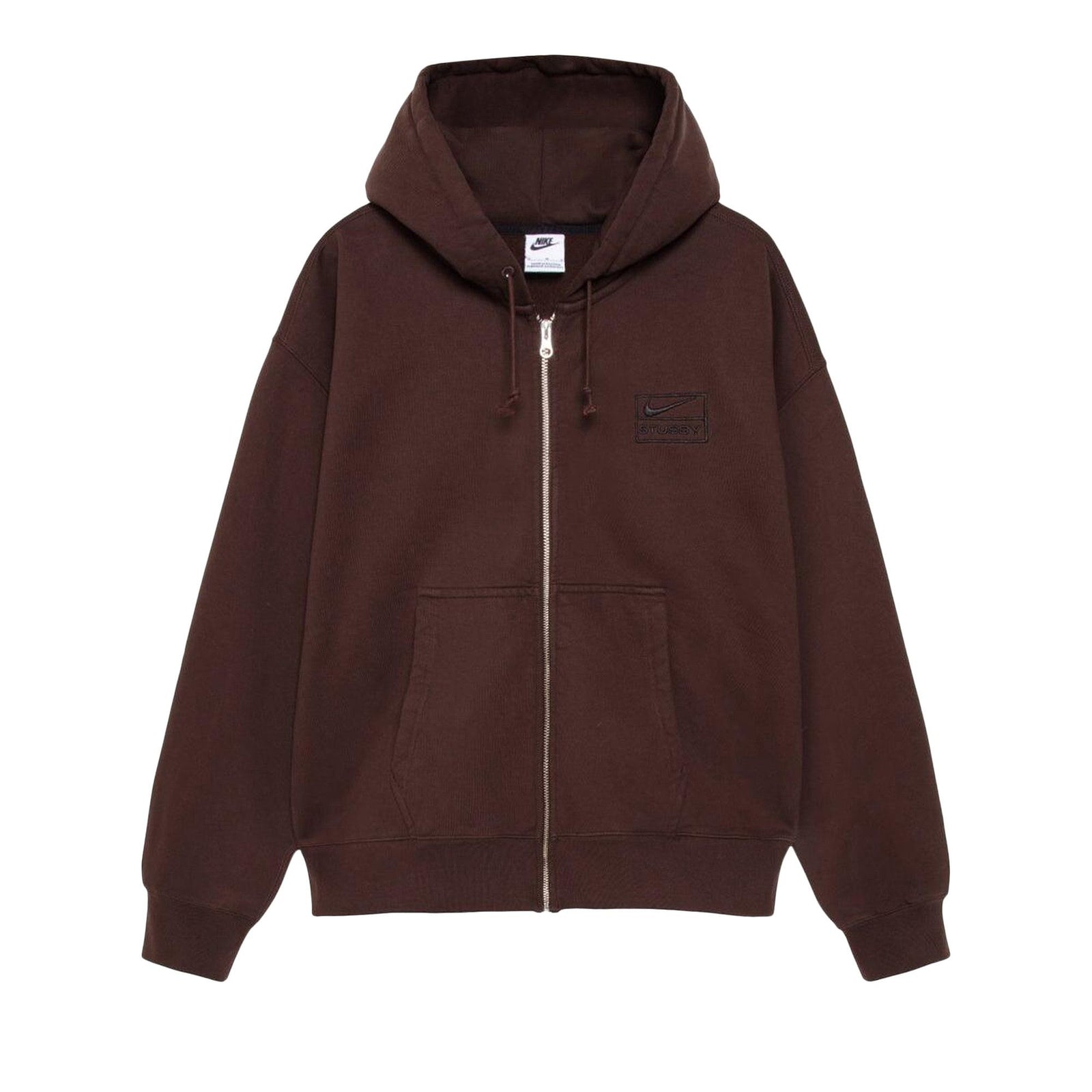 Stussy x Nike Stone Washed Fleece Zip Hoodie Dark Cinder front