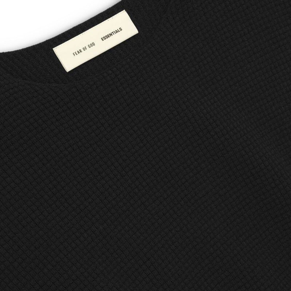 Fear of God Essentials Waffle Crewneck 90s Sweater Vintage Black (FW25)