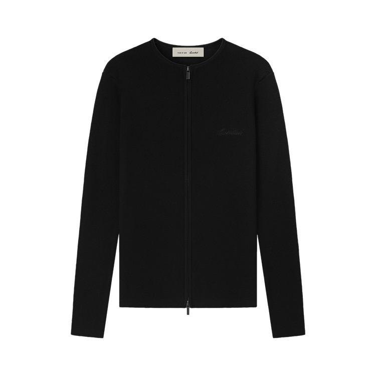 Fear of God Essentials Women's Signature Rib Knit Fitted Long Sleeve Zip Up Tee Vintage Black (SS26)