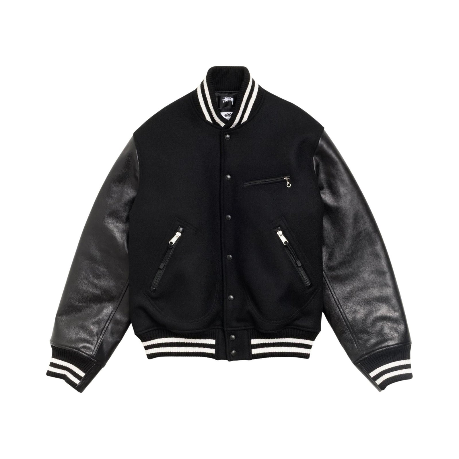 Junya Watanabe x Stussy W-Name Dragon Print Stadium Jacket Black front