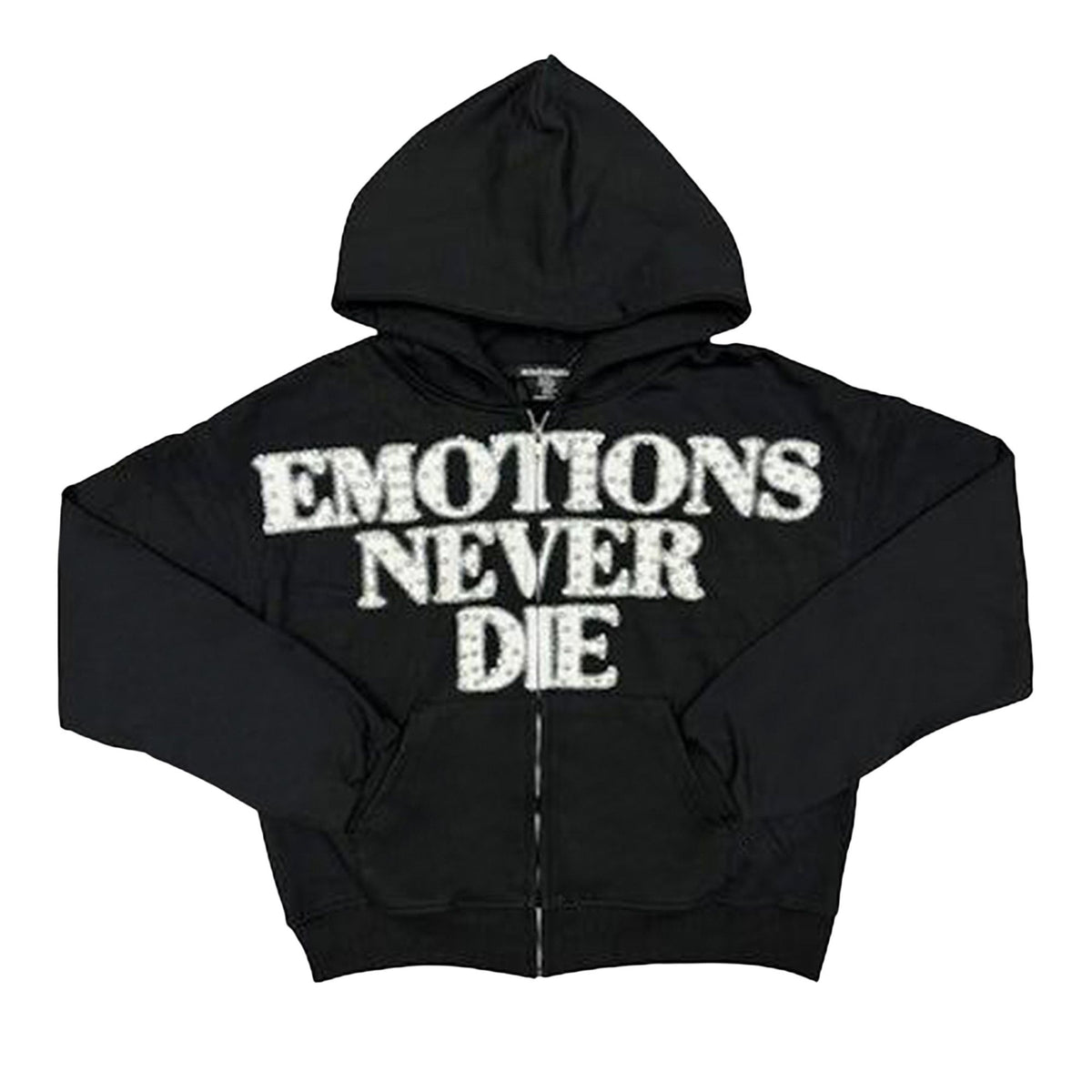 Mixed Emotions End Rhinestone Hoodie Black front