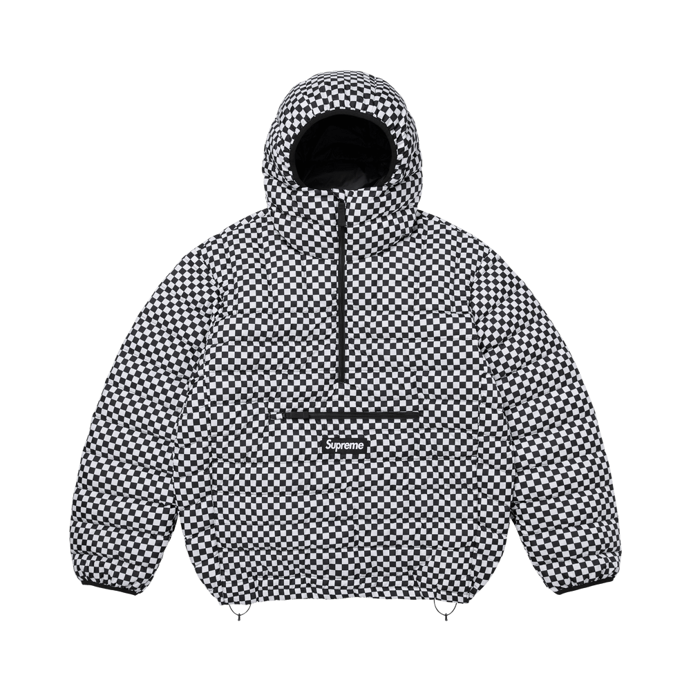 Supreme Micro Down Half Zip Hooded Pullover (FW26) White Checkerboard