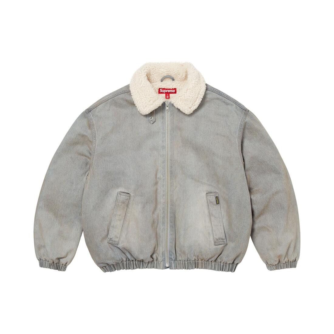 Supreme Faux Shearling Lined Bomber Jacket Washed Grey