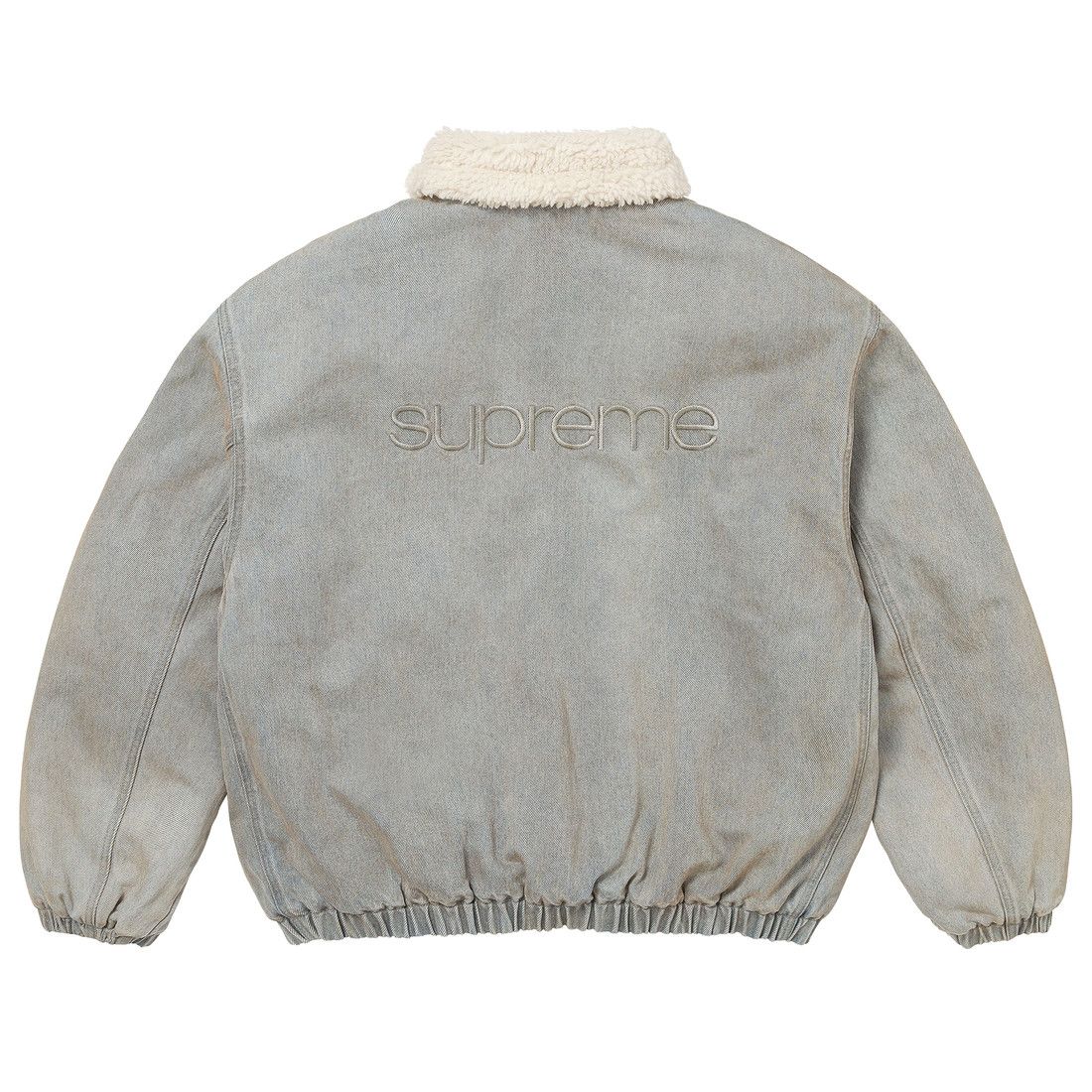 Supreme Faux Shearling Lined Bomber Jacket Washed Grey