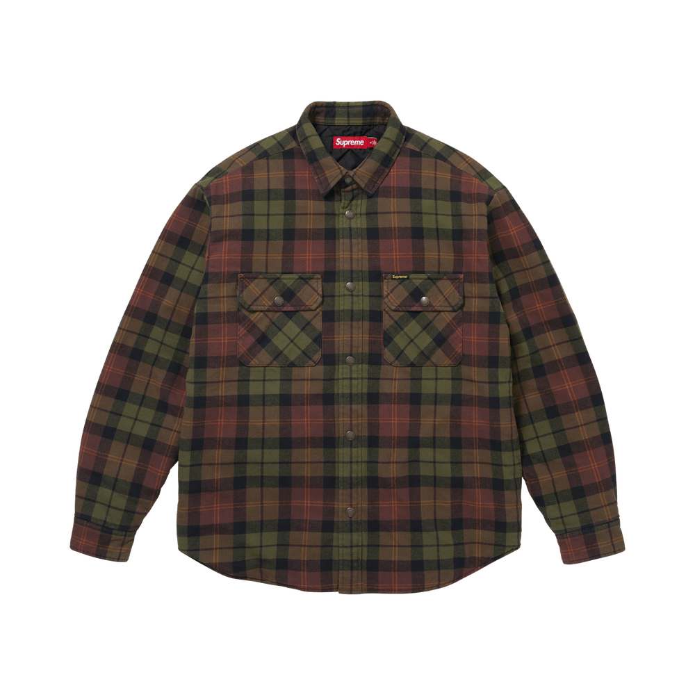 Supreme Quilted Lined Flannel Snap Shirt Brown