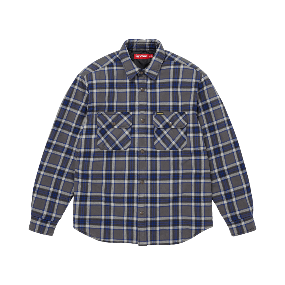 Supreme Quilted Lined Flannel Snap Shirt Black