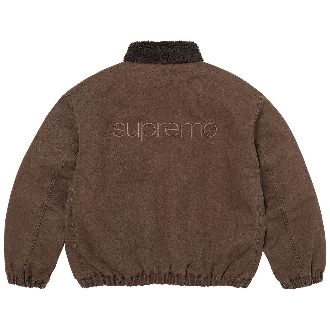 Supreme Faux Shearling Lined Bomber Jacket Brown