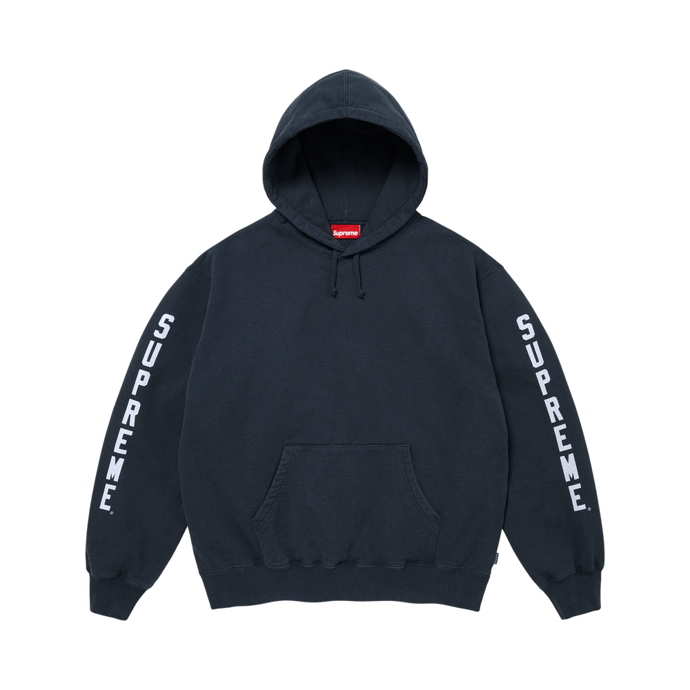 Supreme Washed Logo Hooded Sweatshirt Navy