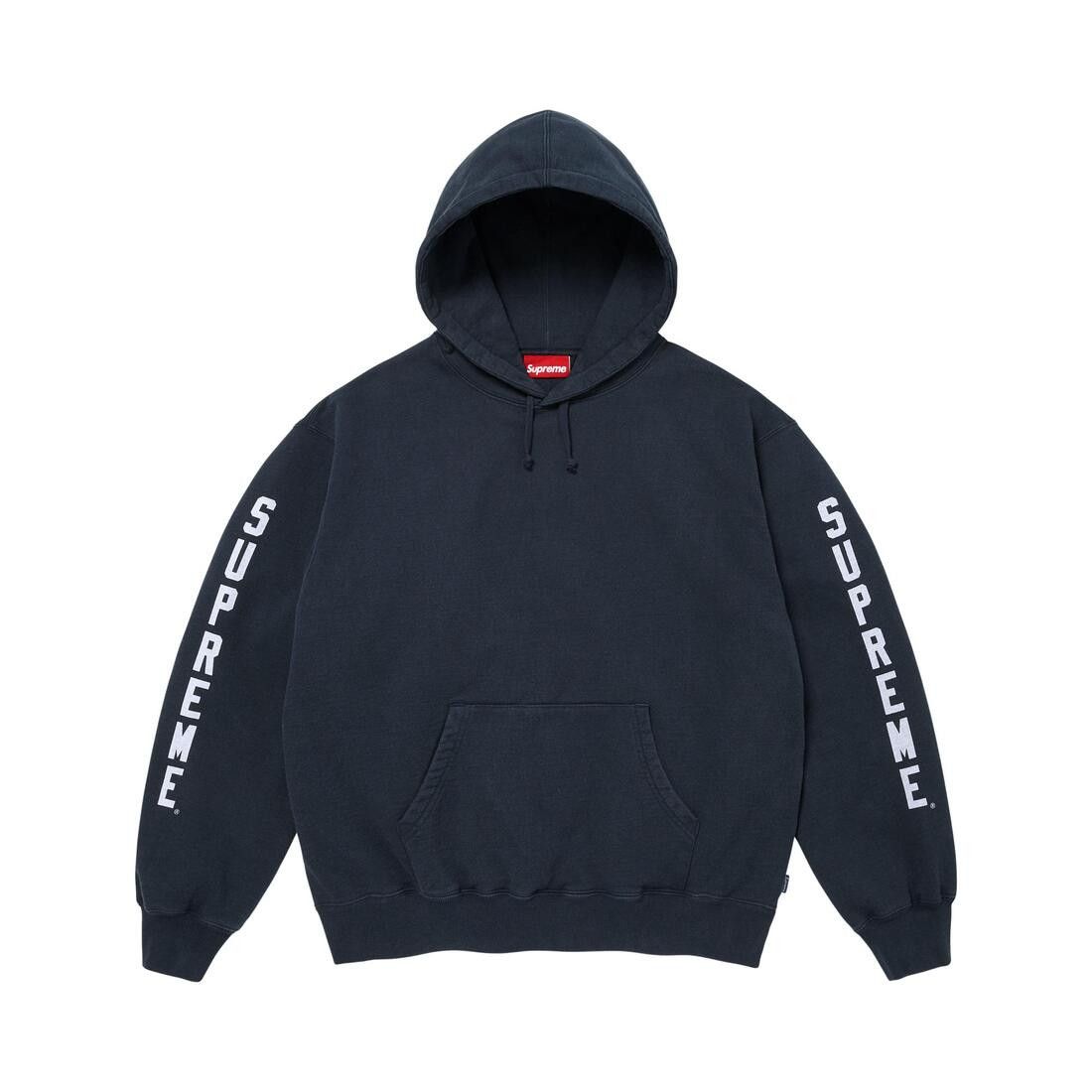 Supreme Washed Logo Hooded Sweatshirt Navy