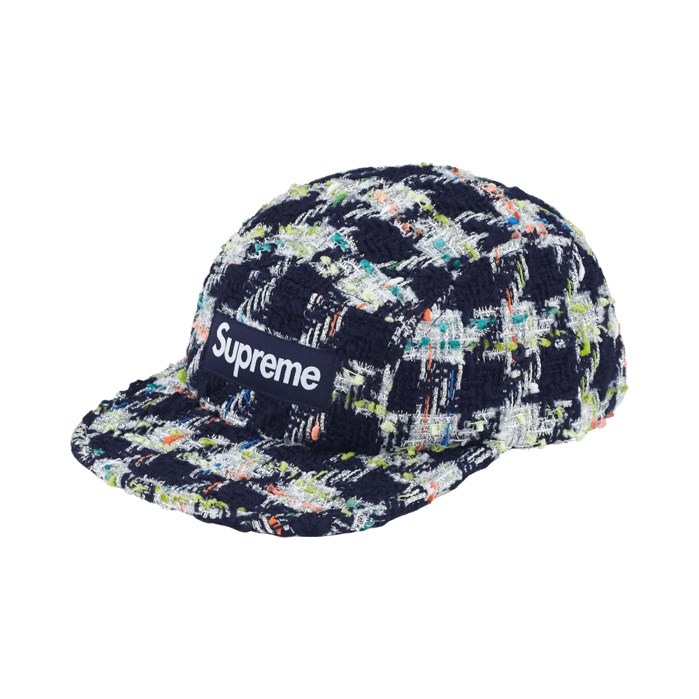 Supreme Metallic Bouclé Camp Cap Navy
