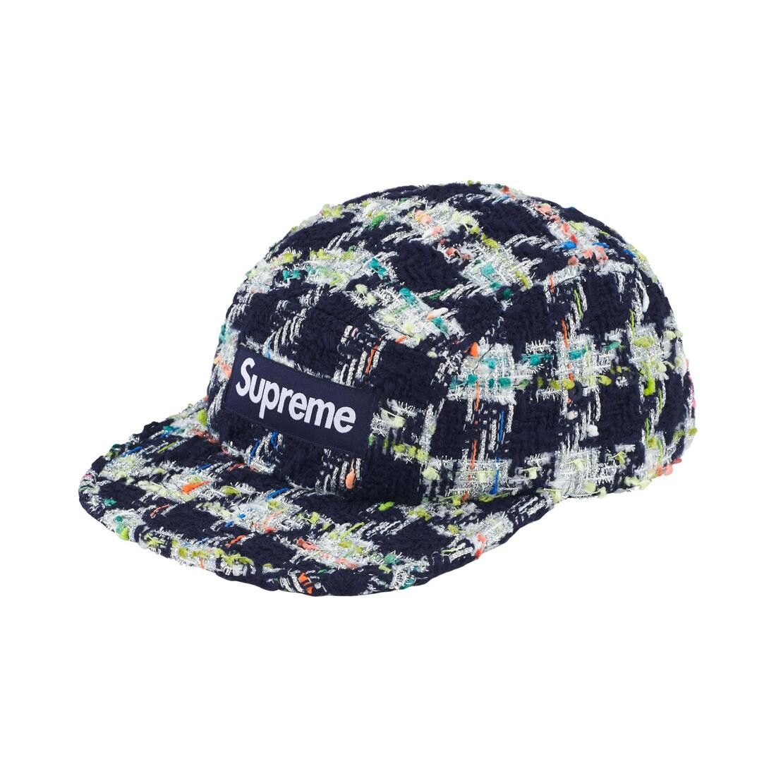 Supreme Metallic Bouclé Camp Cap Navy
