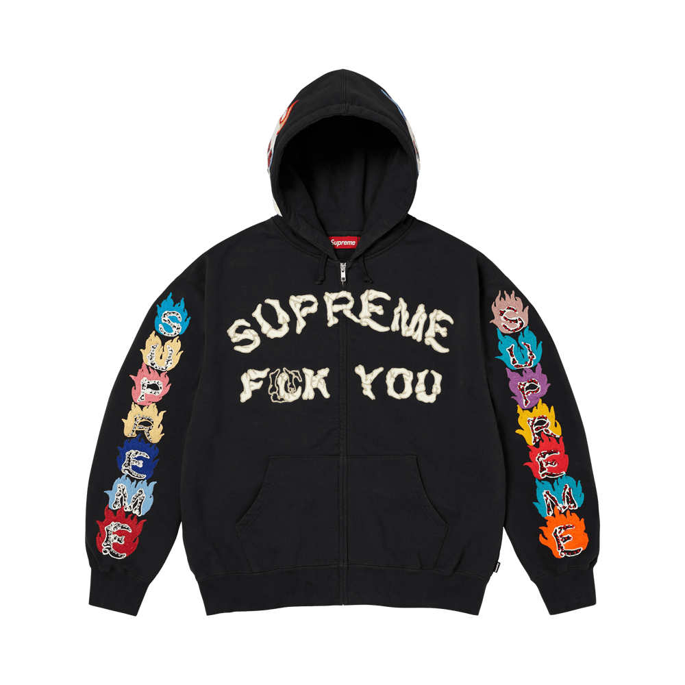 Supreme Fuck You Zip Up Hooded Sweatshirt Black