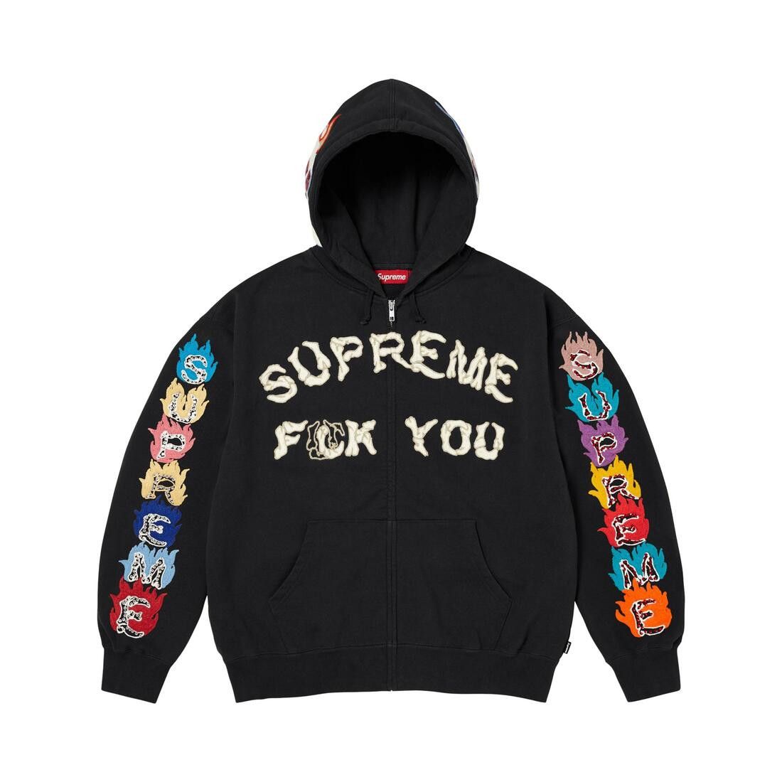 Supreme Fuck You Zip Up Hooded Sweatshirt Black