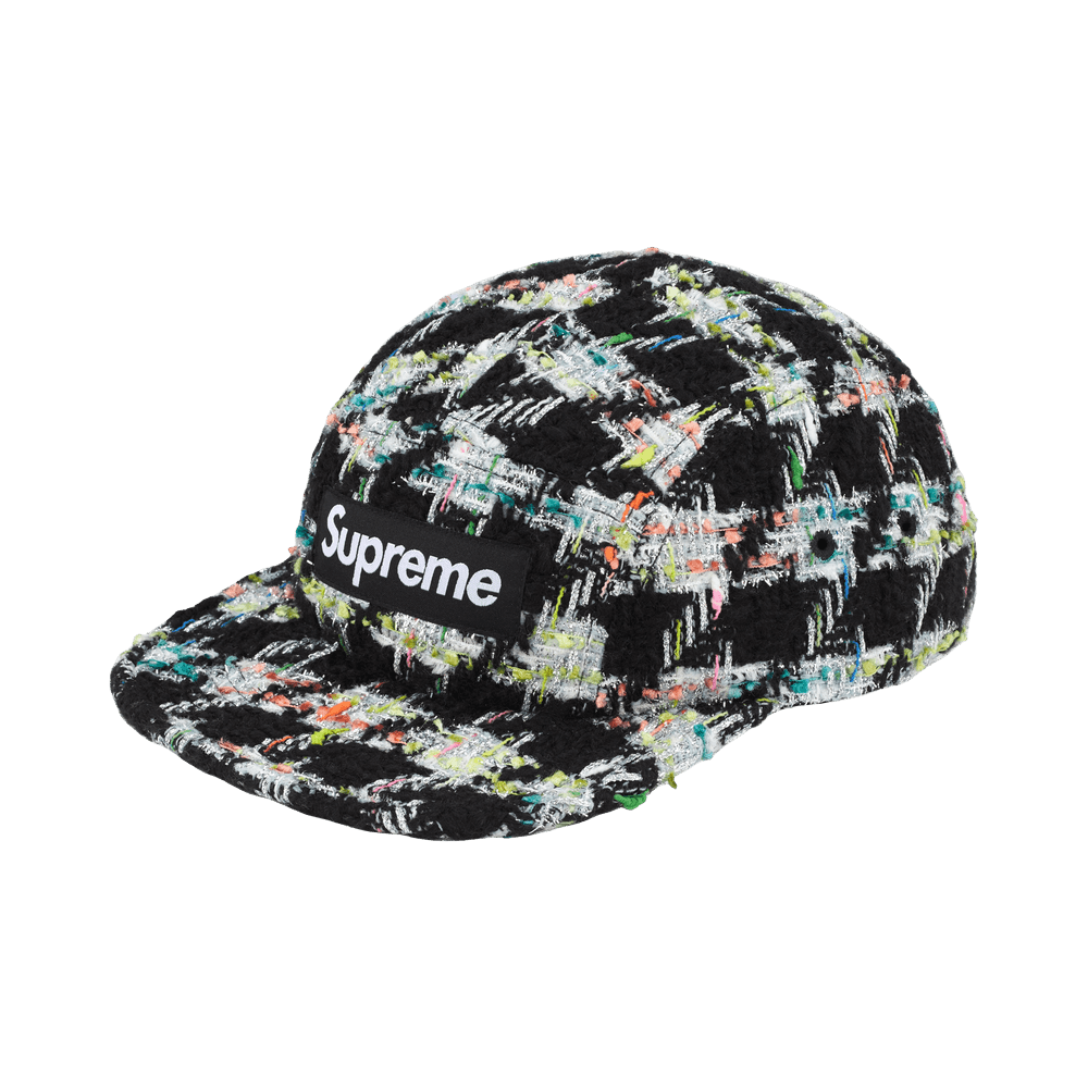 Supreme Metallic Bouclé Camp Cap Black
