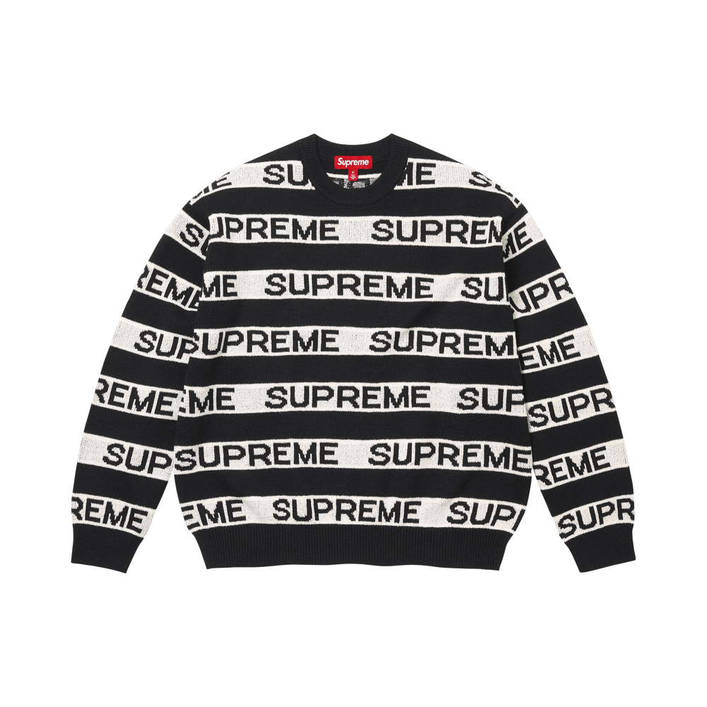 Supreme Stripe Logo Sweater Black