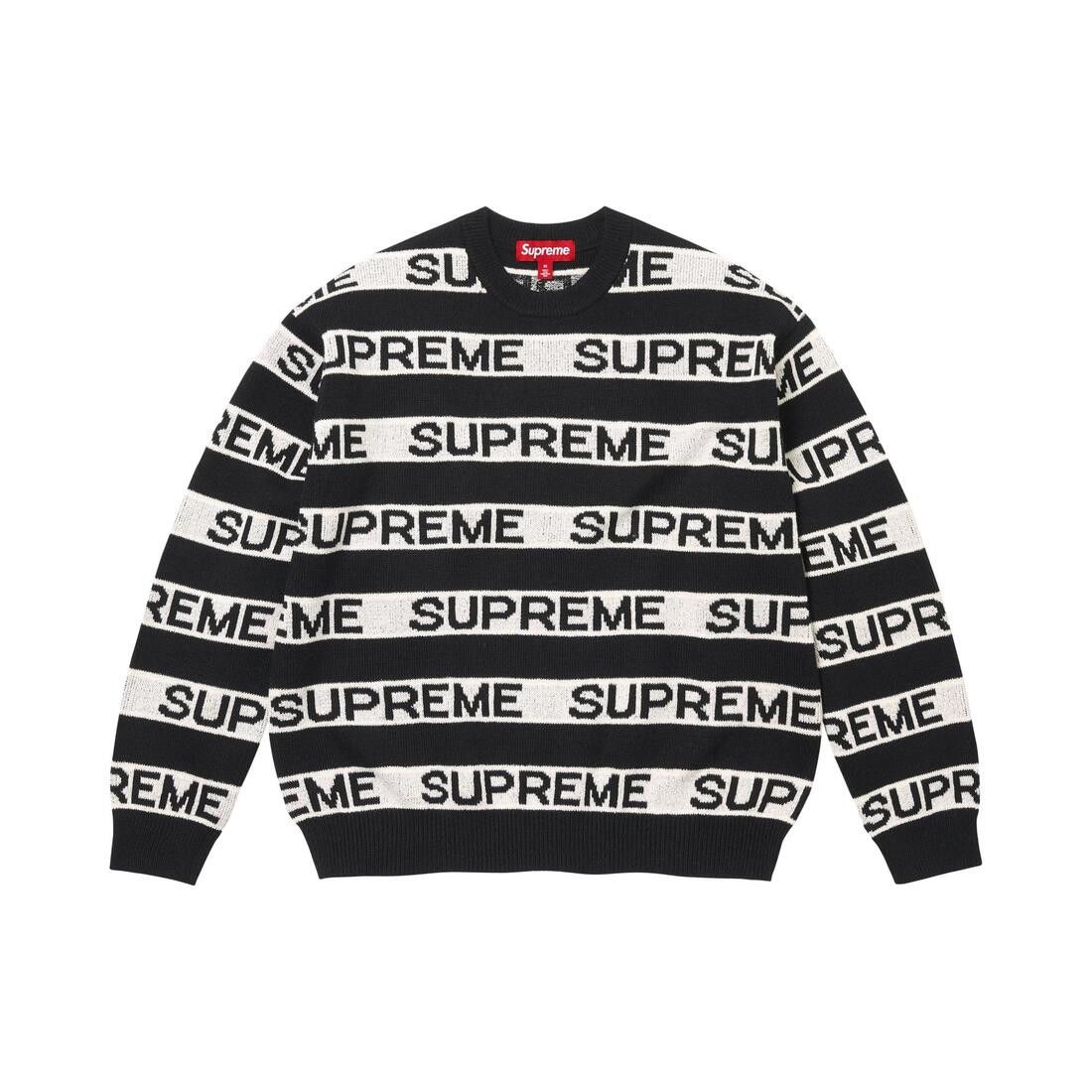 Supreme Stripe Logo Sweater Black