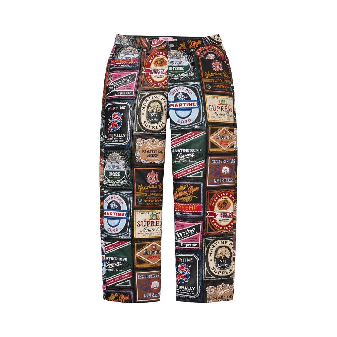 Supreme x Martine Rose Patchwork Labels Leather 5-Pocket Jean Multicolor