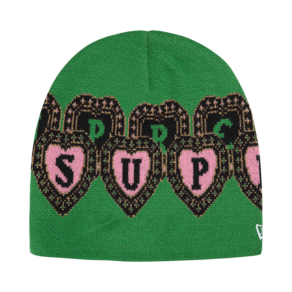 Supreme New Era Hearts Beanie Green