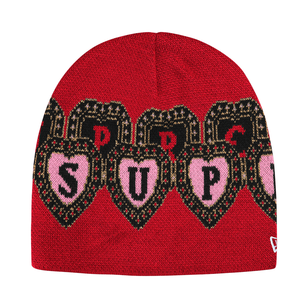 Supreme New Era Hearts Beanie Red