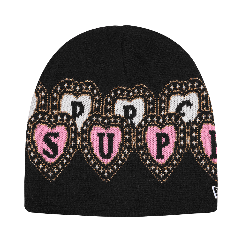 Supreme New Era Hearts Beanie Black