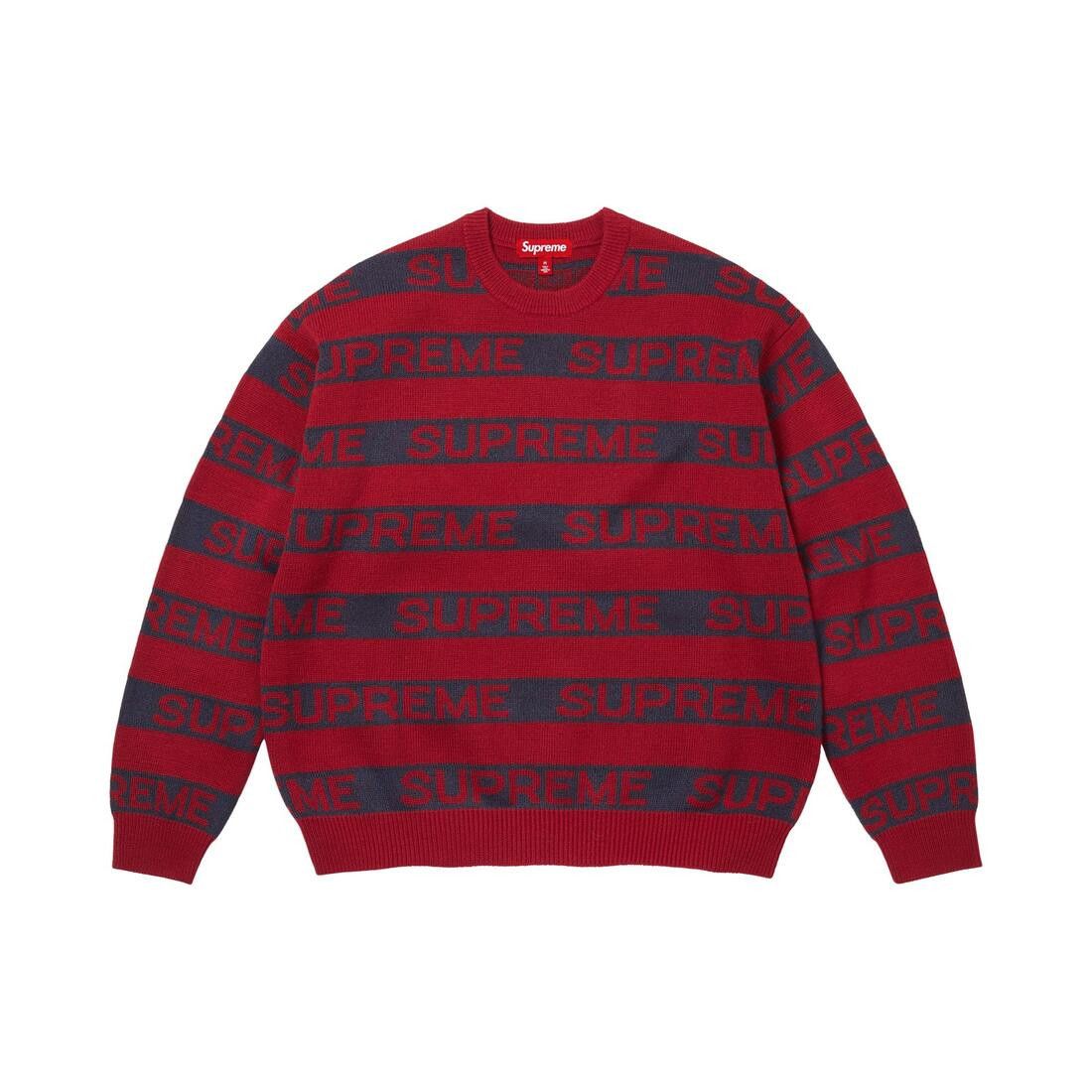 Supreme Stripe Logo Sweater Red