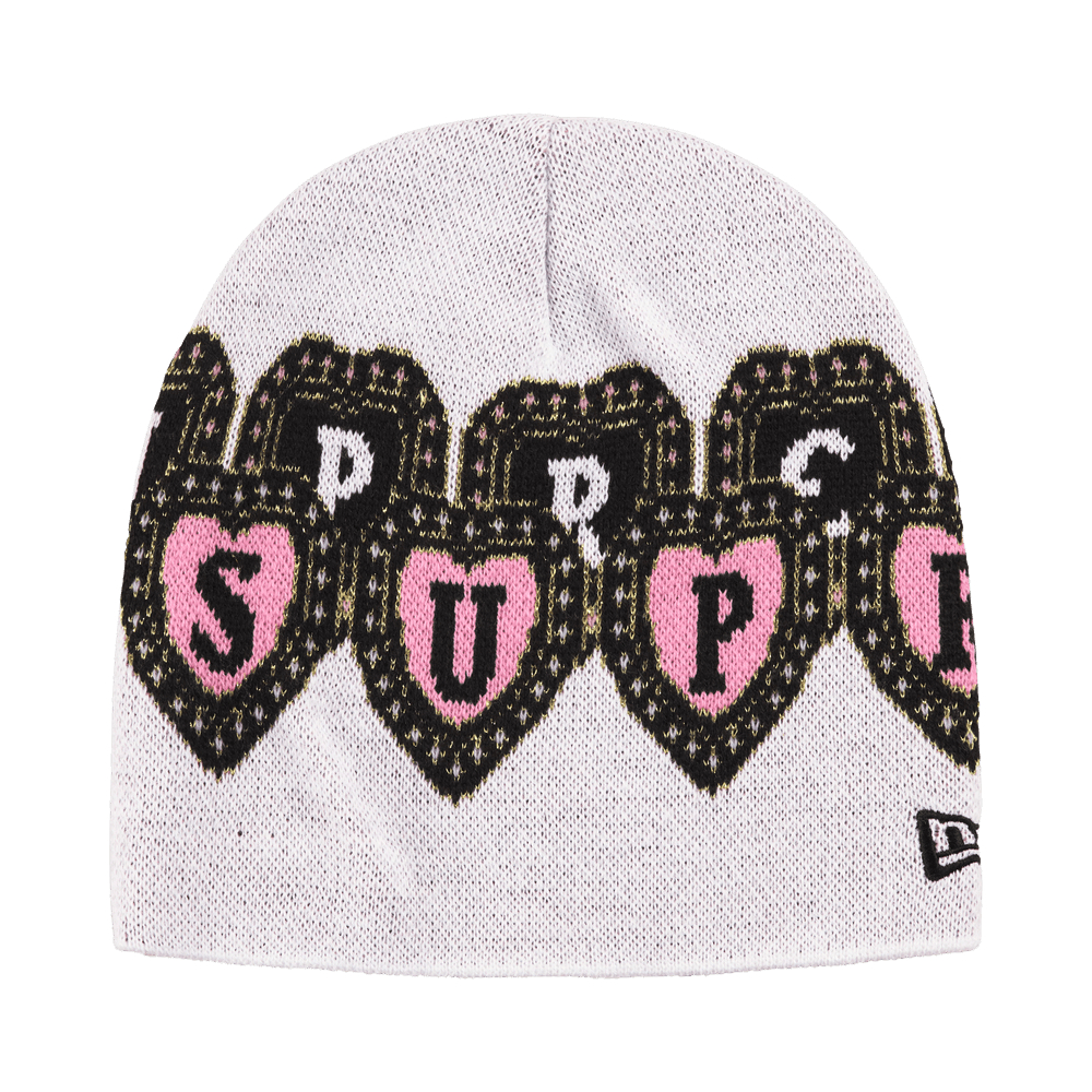 Supreme New Era Hearts Beanie White