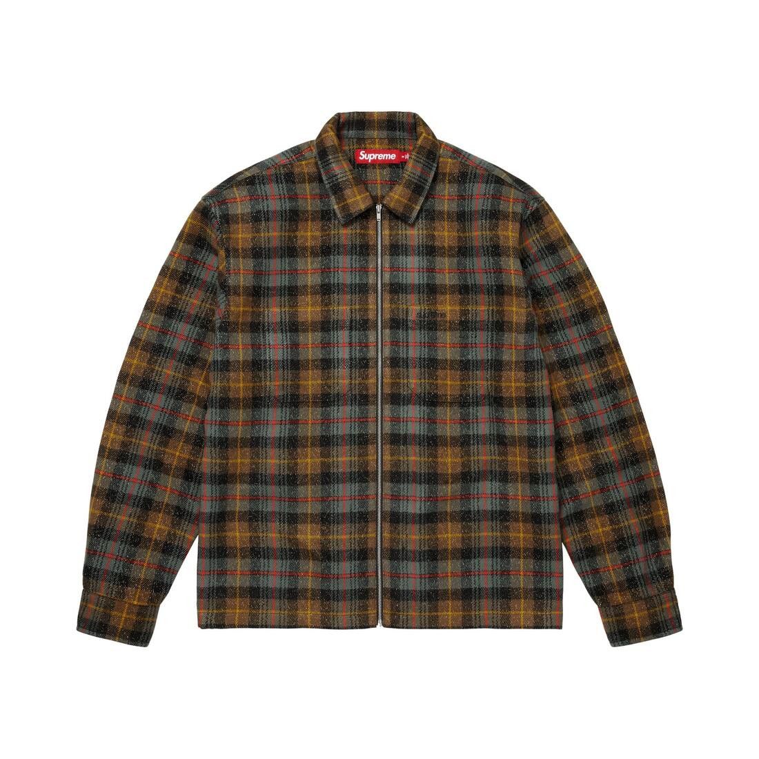Supreme Metallic Flannel Zip Up Shirt Brown