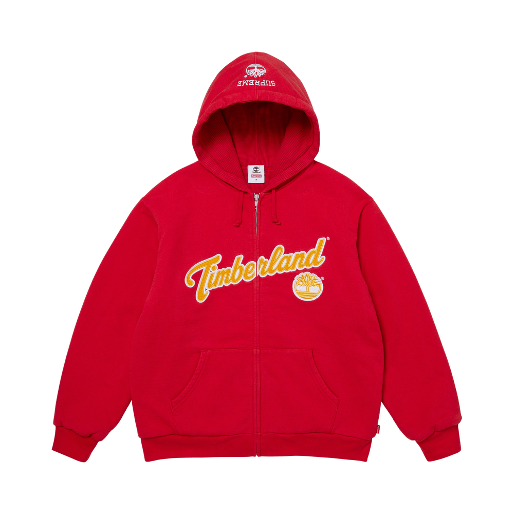 Supreme x Timberland Thermal Lined Zip Up Hooded Sweatshirt Red