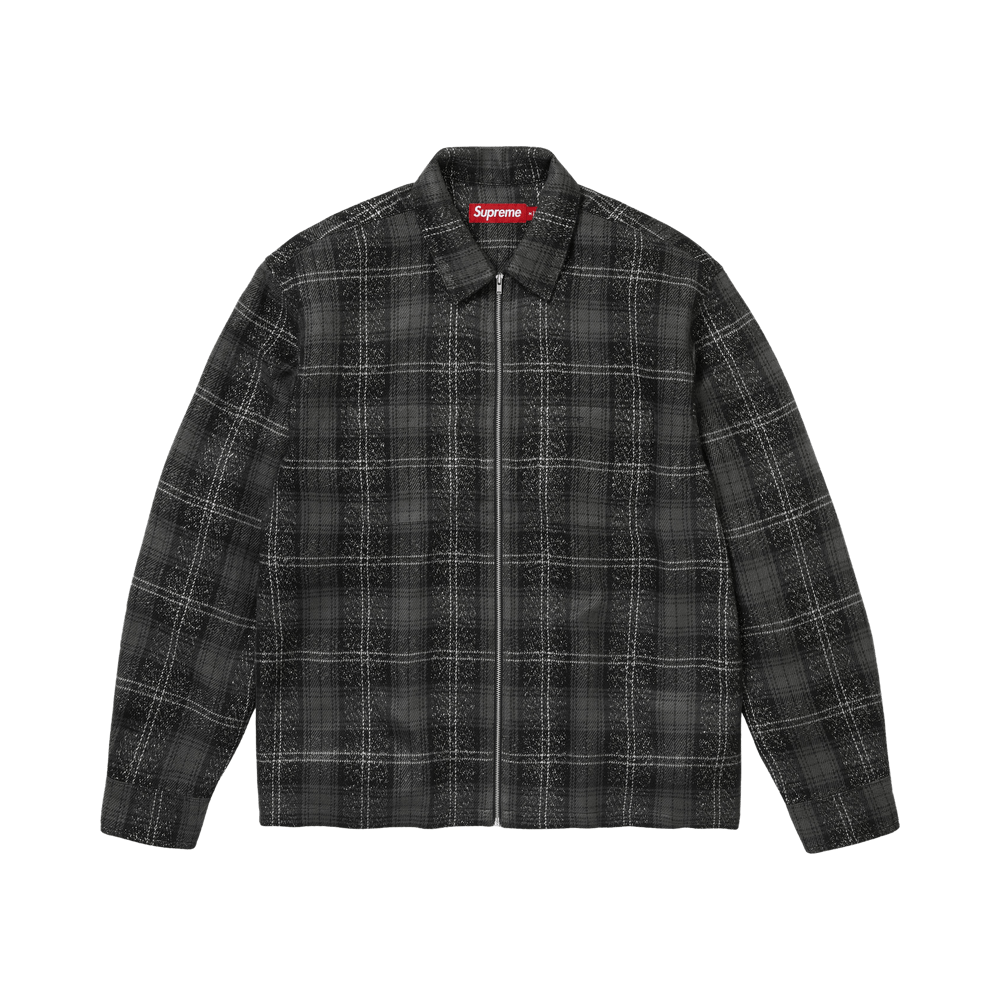 Supreme Metallic Flannel Zip Up Shirt Black