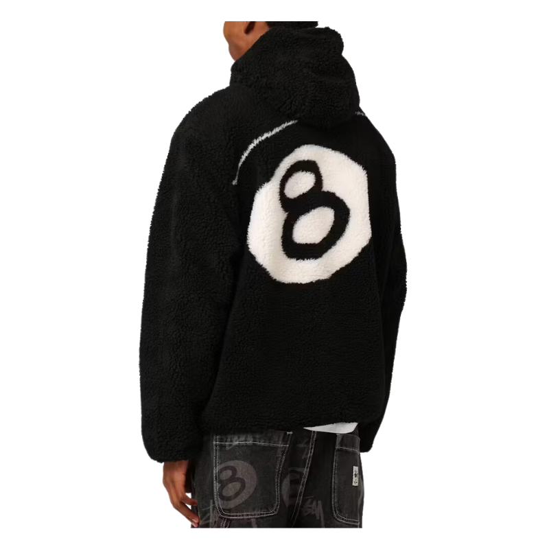 Stussy 8 Ball Reversible Fleece Jacket - Black / Black