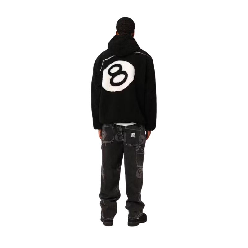 Stussy 8 Ball Reversible Fleece Jacket - Black / Black