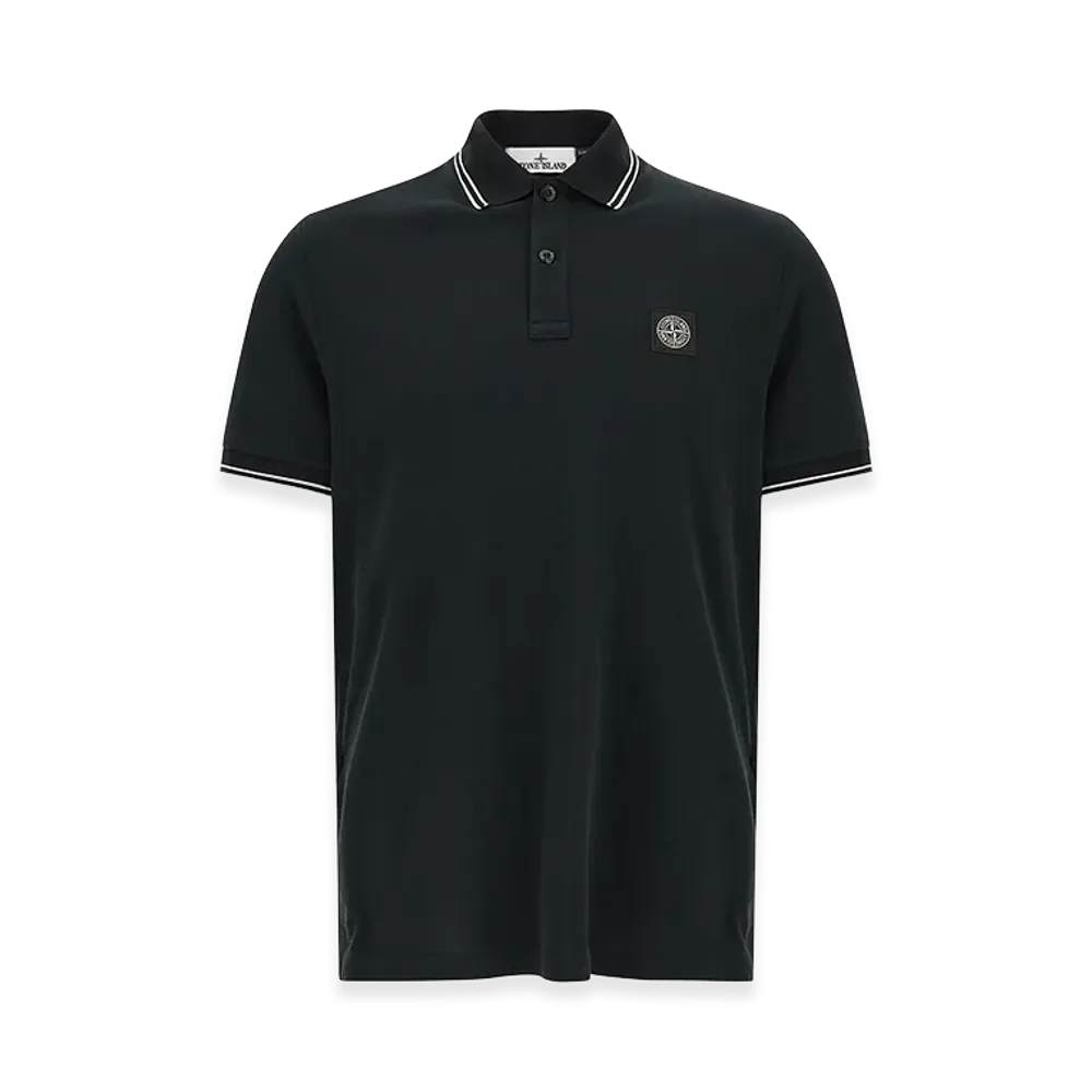 Stone Island Tipped Patch Logo Polo Shirt Black