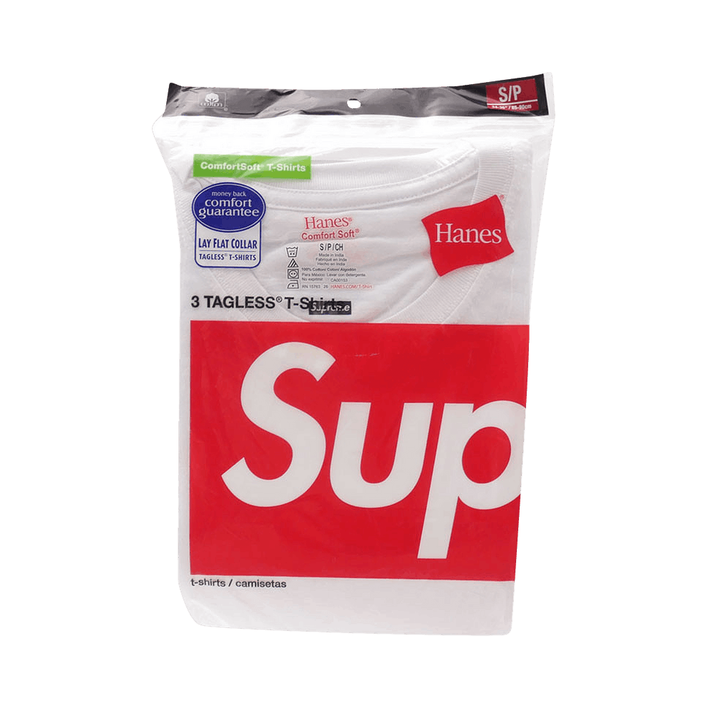 Supreme x Hanes Tagless Tees (3 Pack) White - Im Your Wardrobe