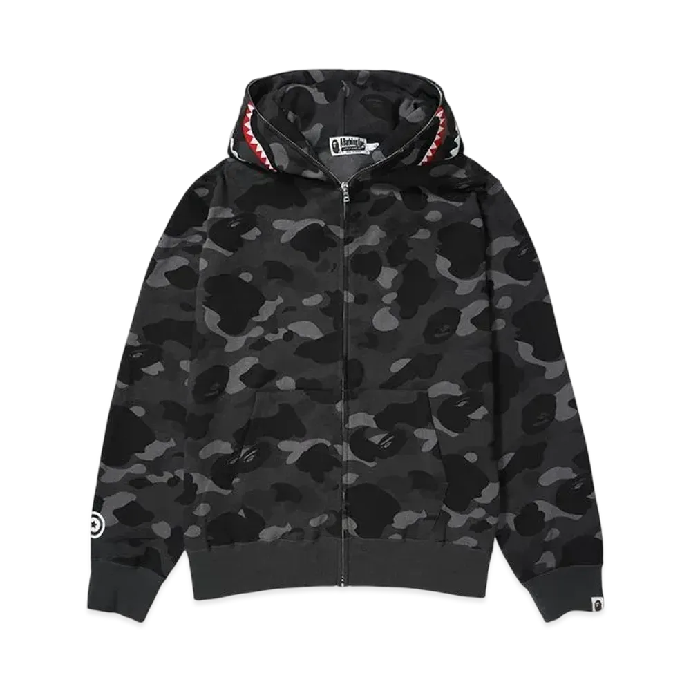 A Bathing Ape Color Camo Shark Full Zip Hoodie Black