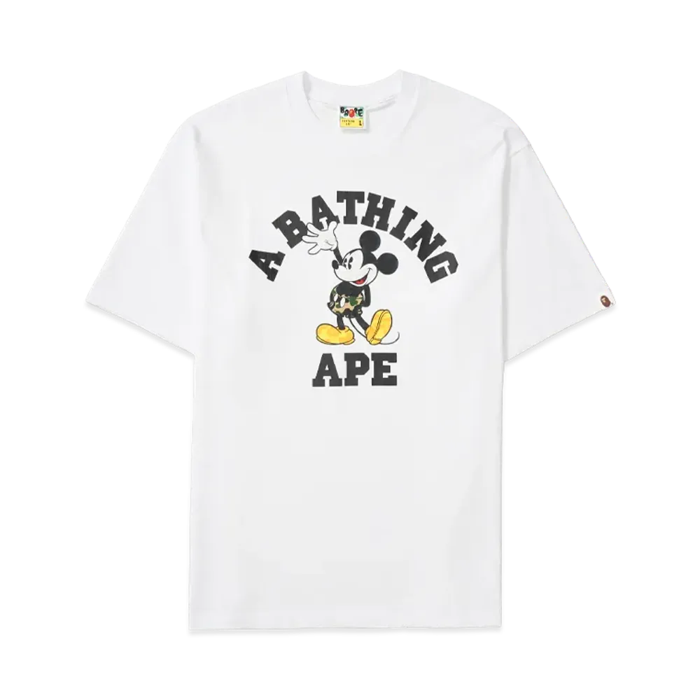 A Bathing Ape x Disney Mickey Mouse College Relaxed Fit Tee White