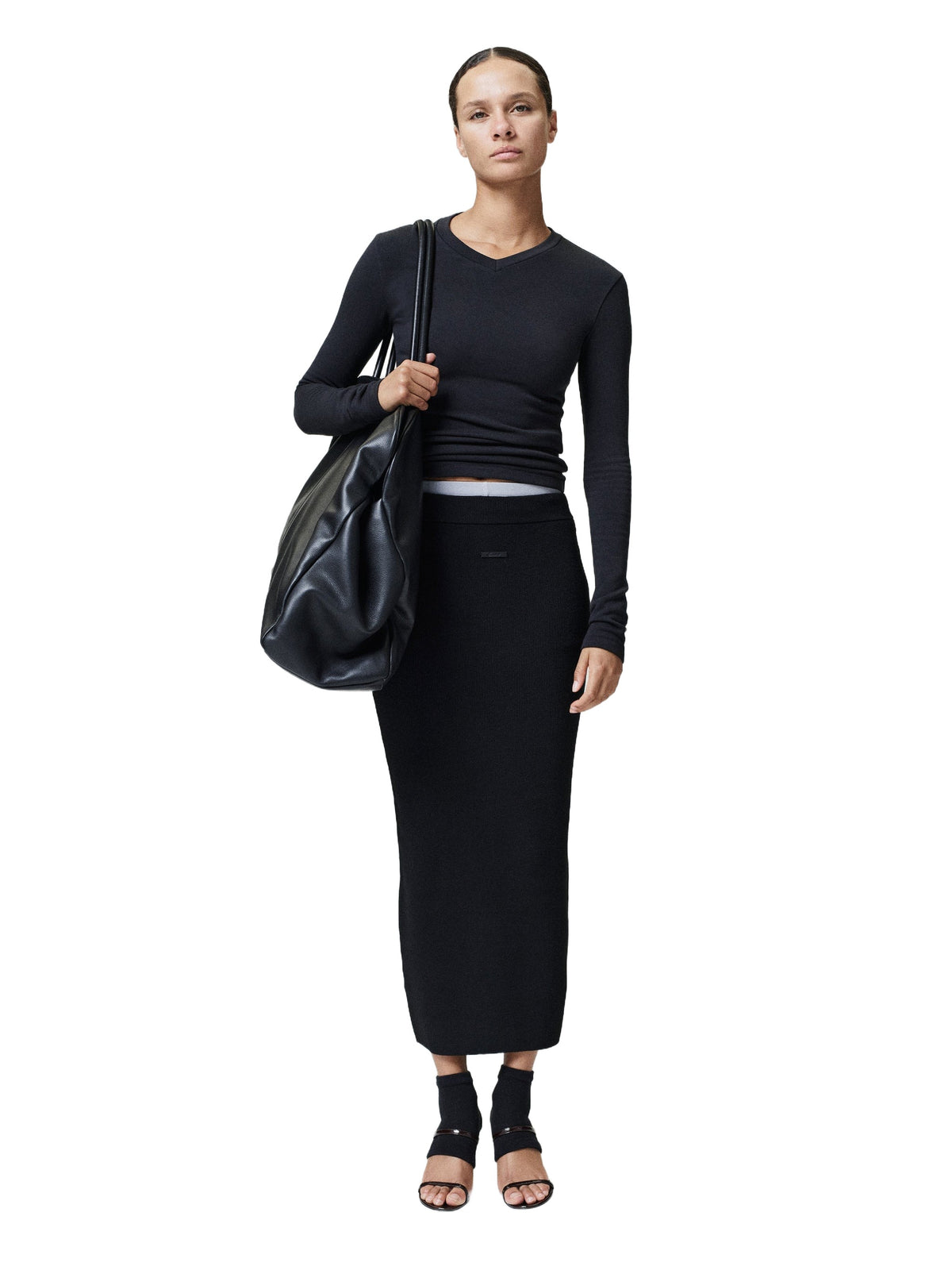 Fear of God Essentials Women's Rib Knit Long Skirt Vintage Black