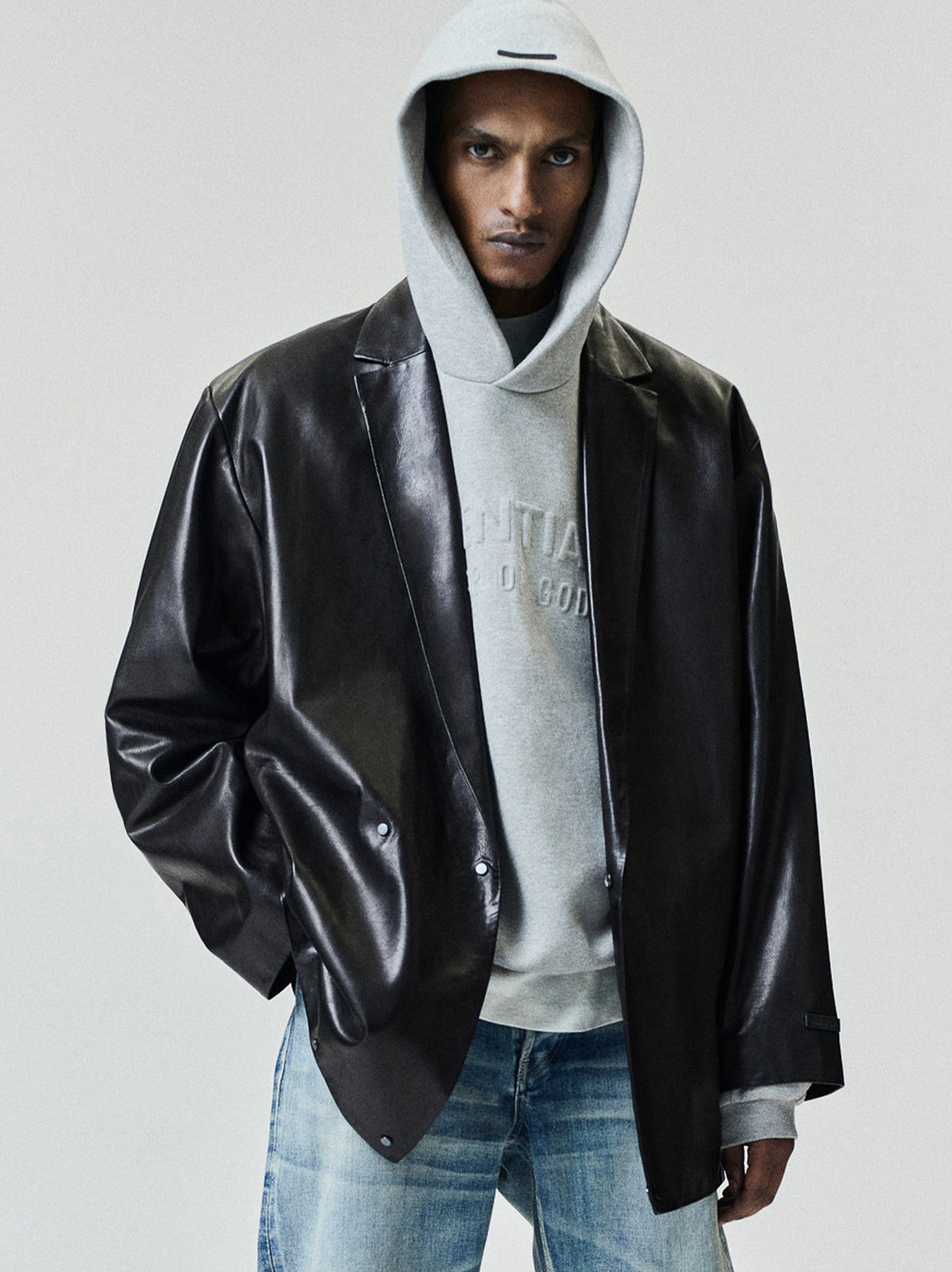 Fear of God Essentials Embossed FW26 90s Relaxed Hoodie Warm Heather - Im Your Wardrobe