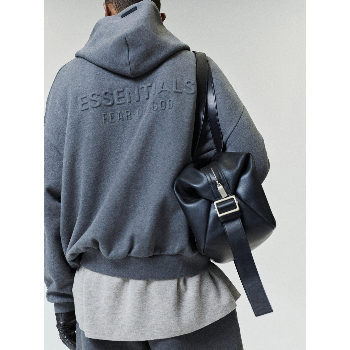 Fear of God Essentials Embossed FW26 90s Relaxed Zip-Up Hoodie Warm Heather - Im Your Wardrobe